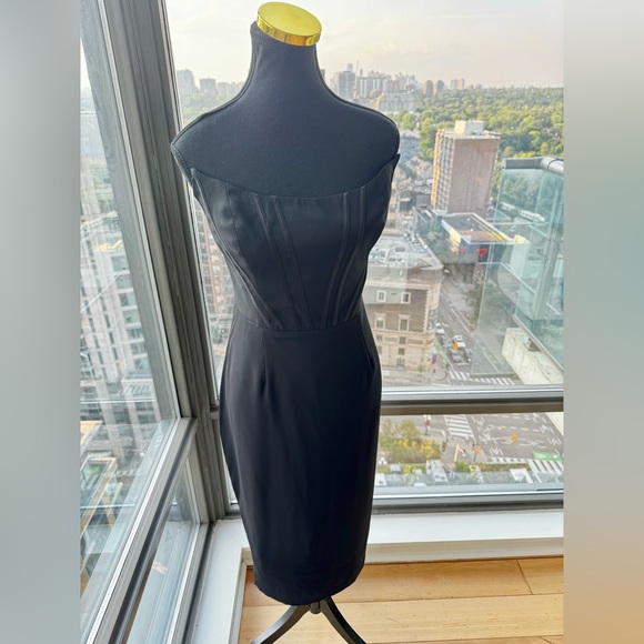 🆕 DRESS THE POPULATION 🧿 NWT Cosette Corset Strapless Bodycon Dress, Black SzL - Picture 4 of 16